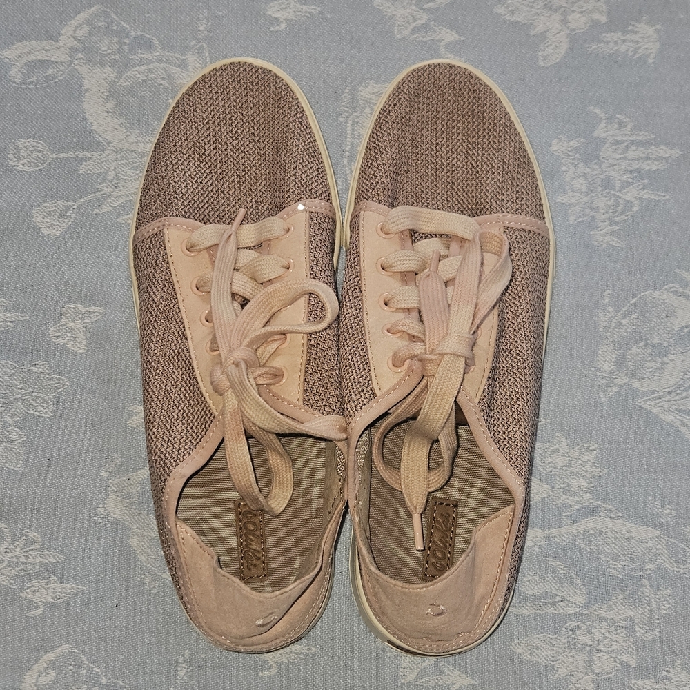 Olukai Pehuea Li Blush Pink Low Top Lace-Up Convertible Crashback Sneakers Sz 9